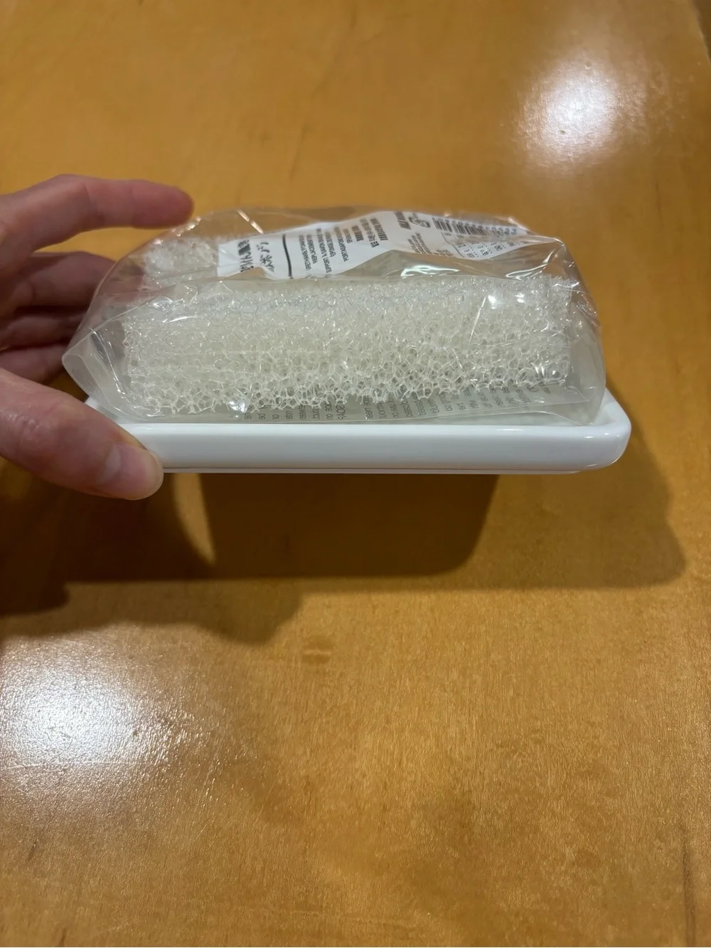 Muji White Porcelain Soap Dish with Urethane Sponge